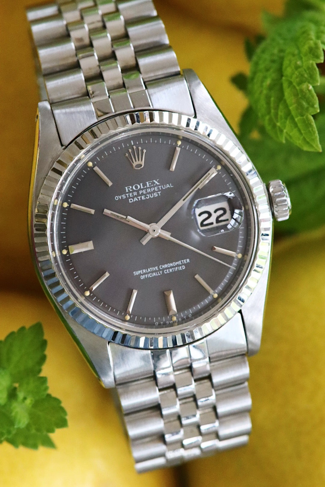 Rolex Oyster Perpetual Datejust 1601 Sigma, Cadran Gris et Tritium, Année 1975