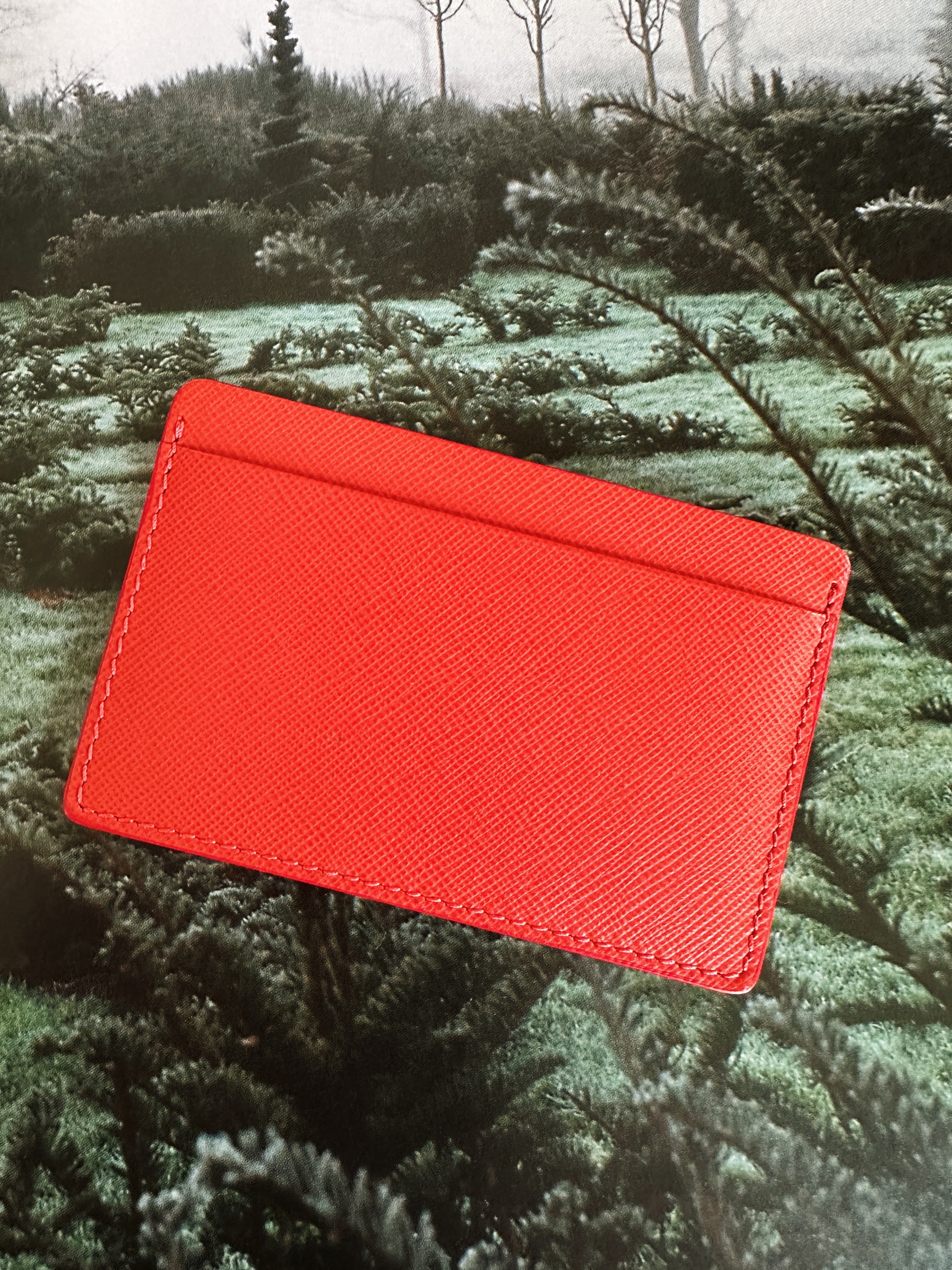 Patek Philippe card holder in orange textured leather – New with
