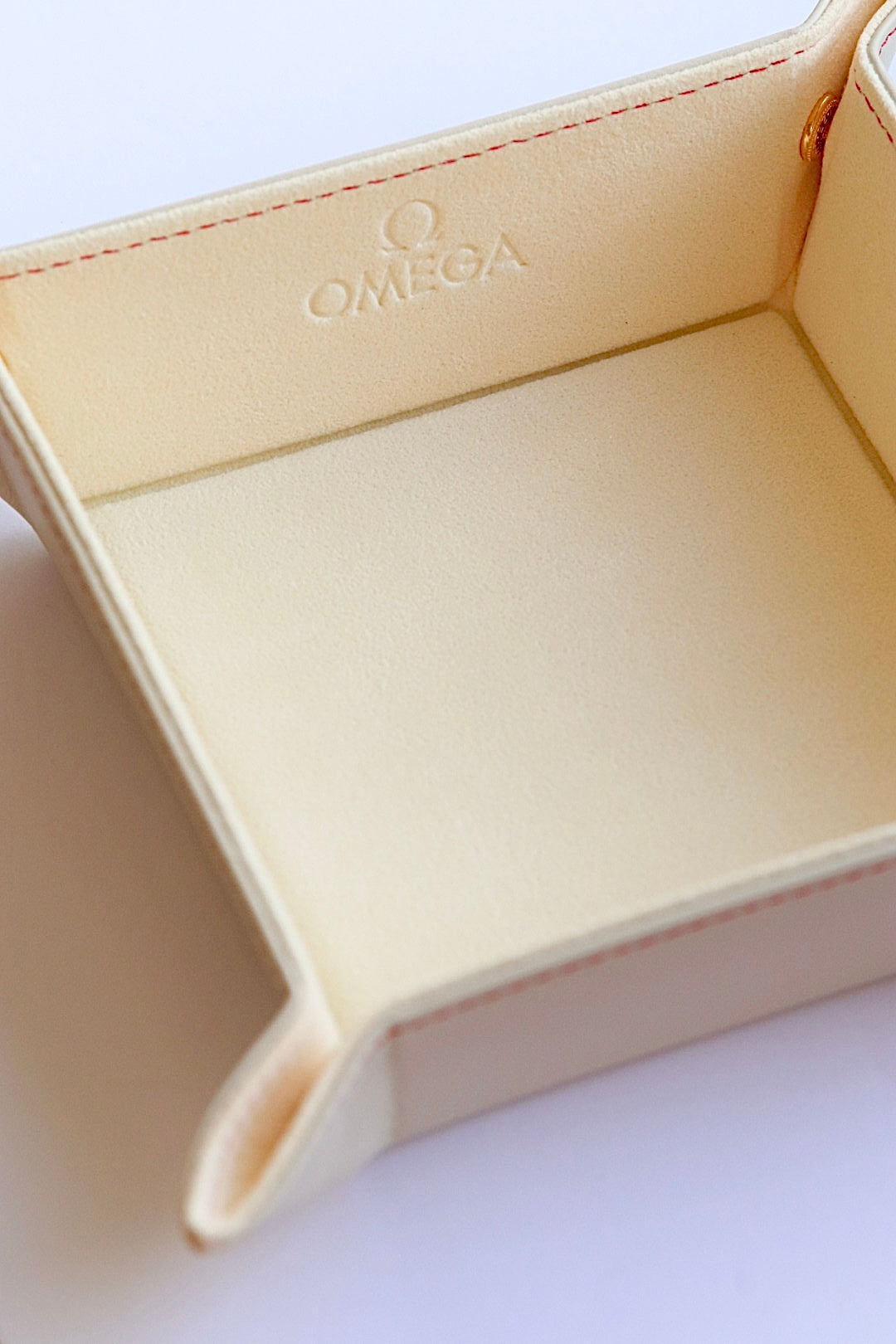 Omega cream leather valet tray 