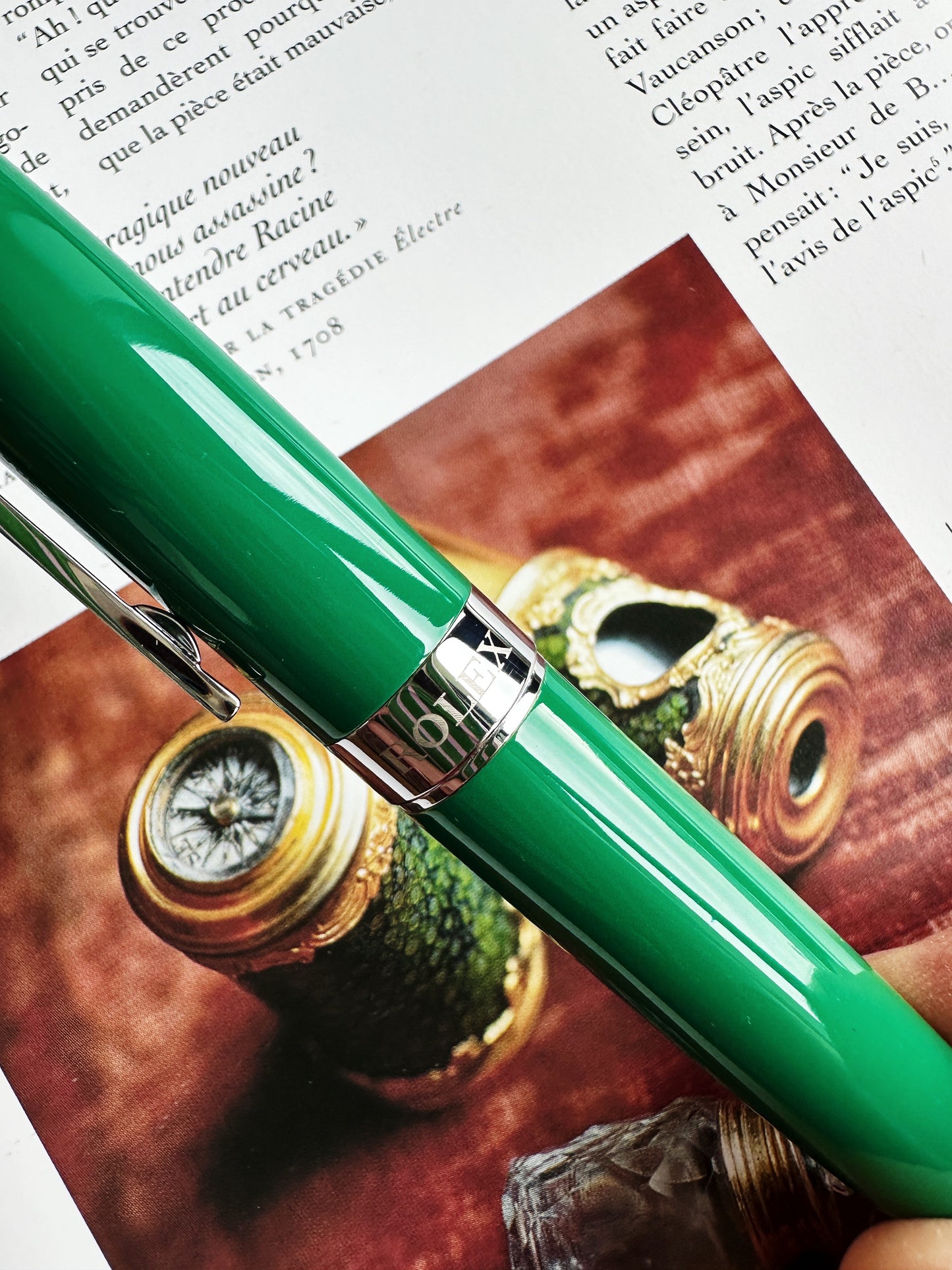 Green Rolex pen with chrome finish – Screw cap