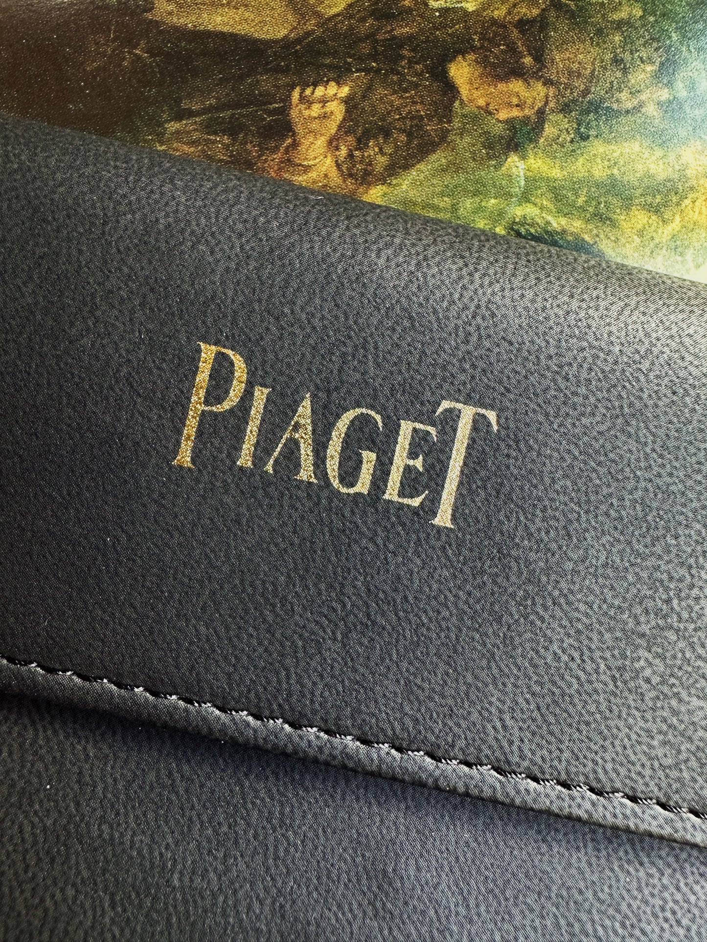 Piaget black leather jewelry case, watch case and watch