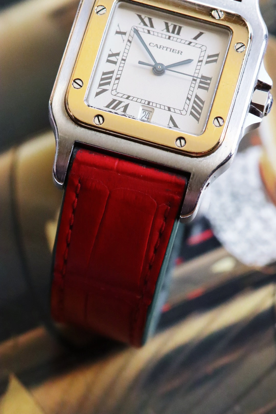 Cartier Santos Galbée 187901 – Bracelet Crocodile Jean Rousseau