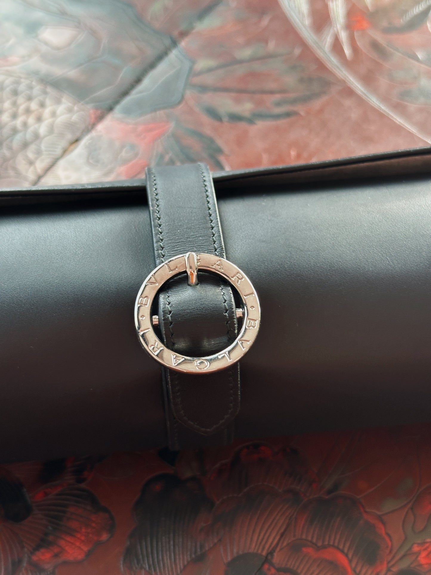 Étui, marmotte Bulgari en cuir noir