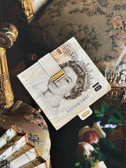 Pince à billets / marque page Cartier Must argent et or striée