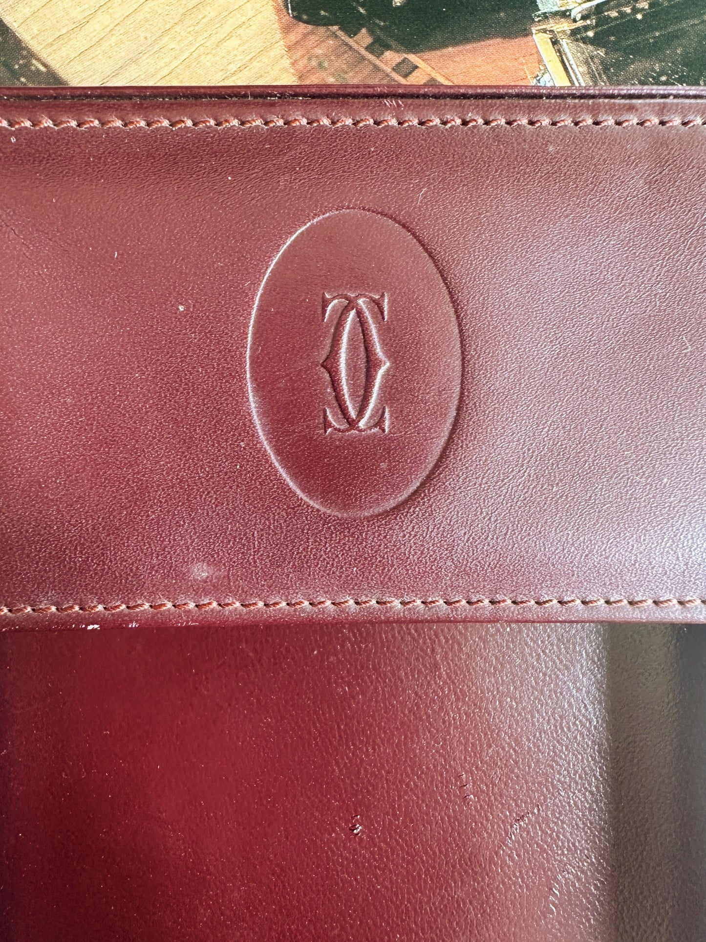 Porte-bloc-notes Must de Cartier vintage en cuir bordeaux