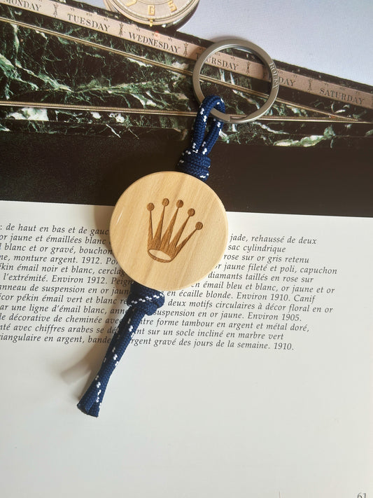 Porte-clefs Rolex en bois et cordage marin – Neuf