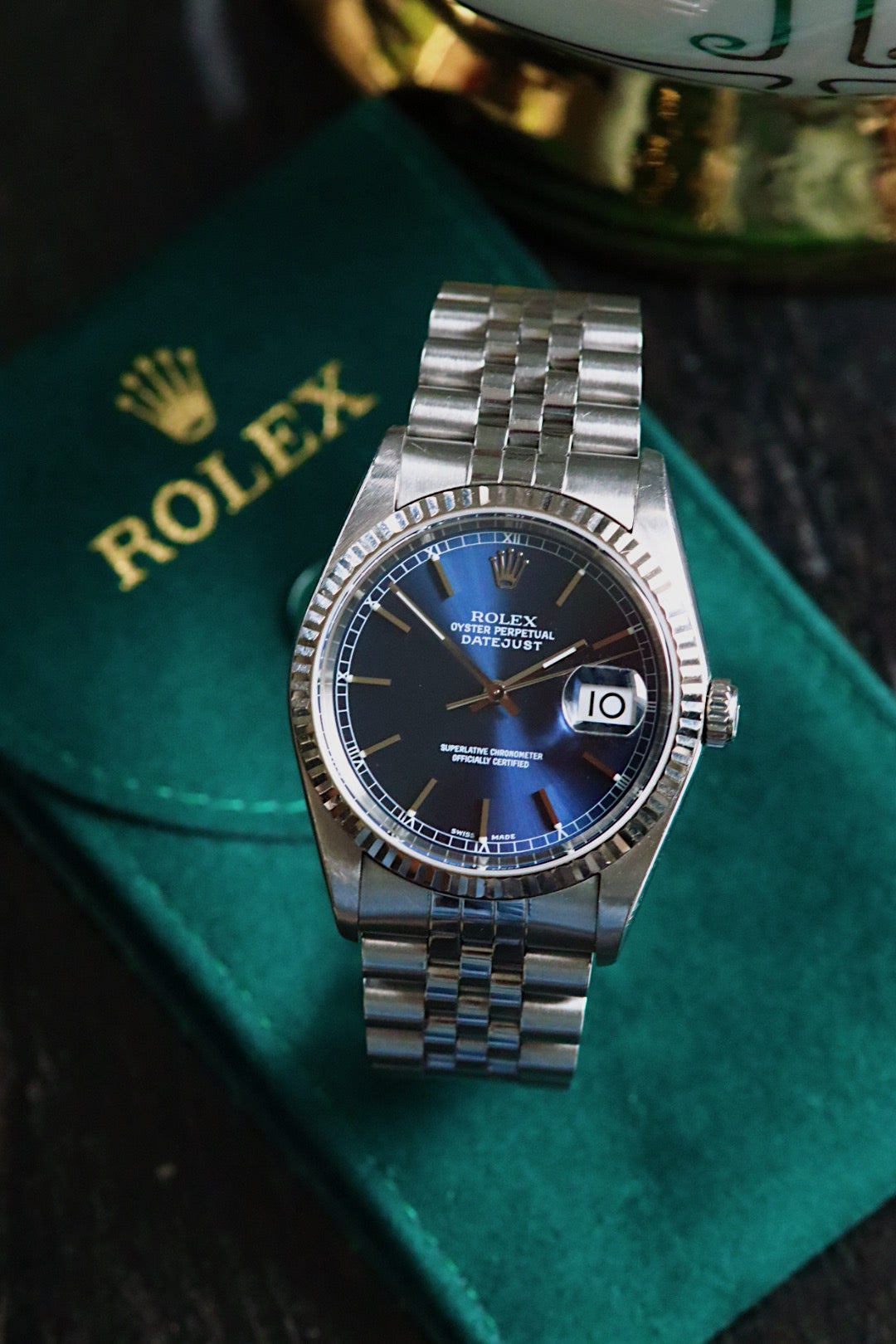 Rolex Oyster Perpetual Datejust 16234 cadran bleu nuit 2002