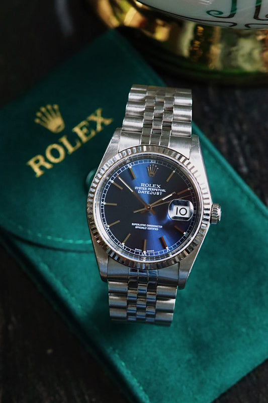 Rolex Oyster Perpetual Datejust 16234 cadran bleu nuit 2002