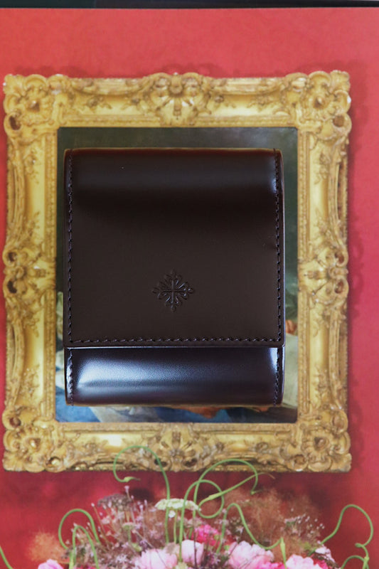 Écrin de montre Patek Philippe en cuir brillant marron