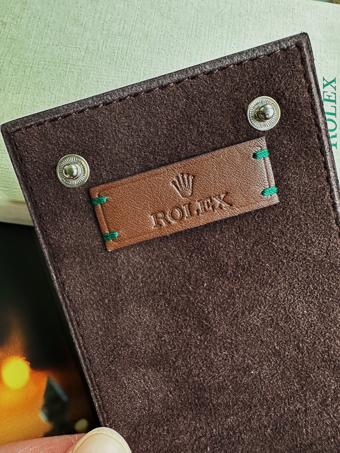 Rolex Marmot watch case in smooth hazelnut brown leather