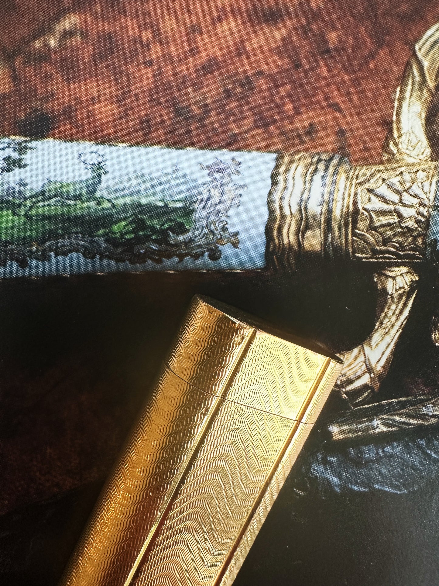 Vintage Cartier gold-plated lighter – Zigzag engraving – Perfect working condition