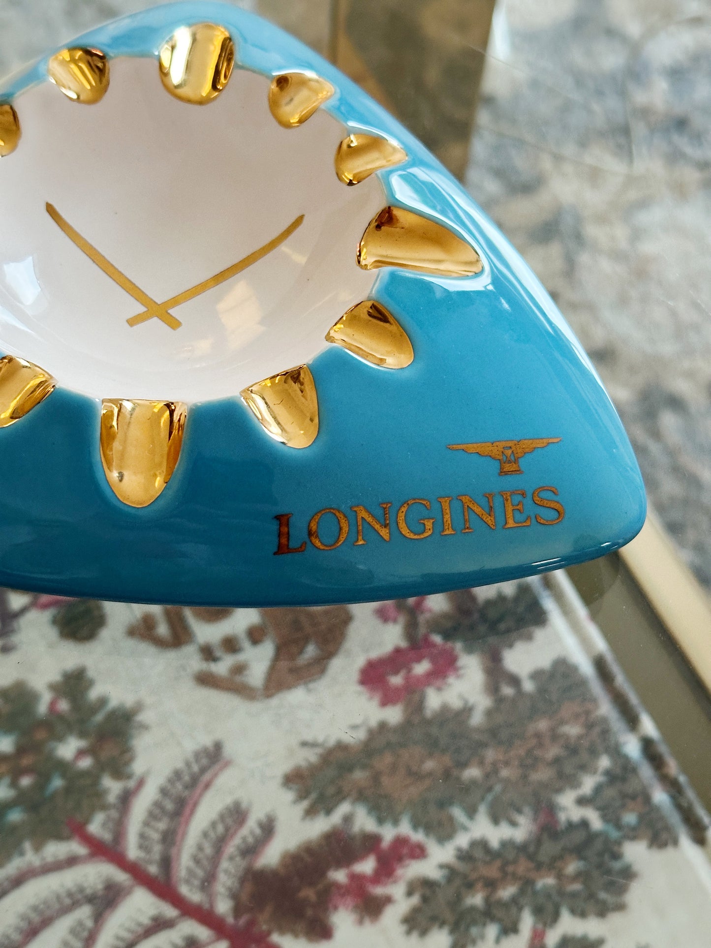 Cendrier vide-poche Longines turquoise & doré