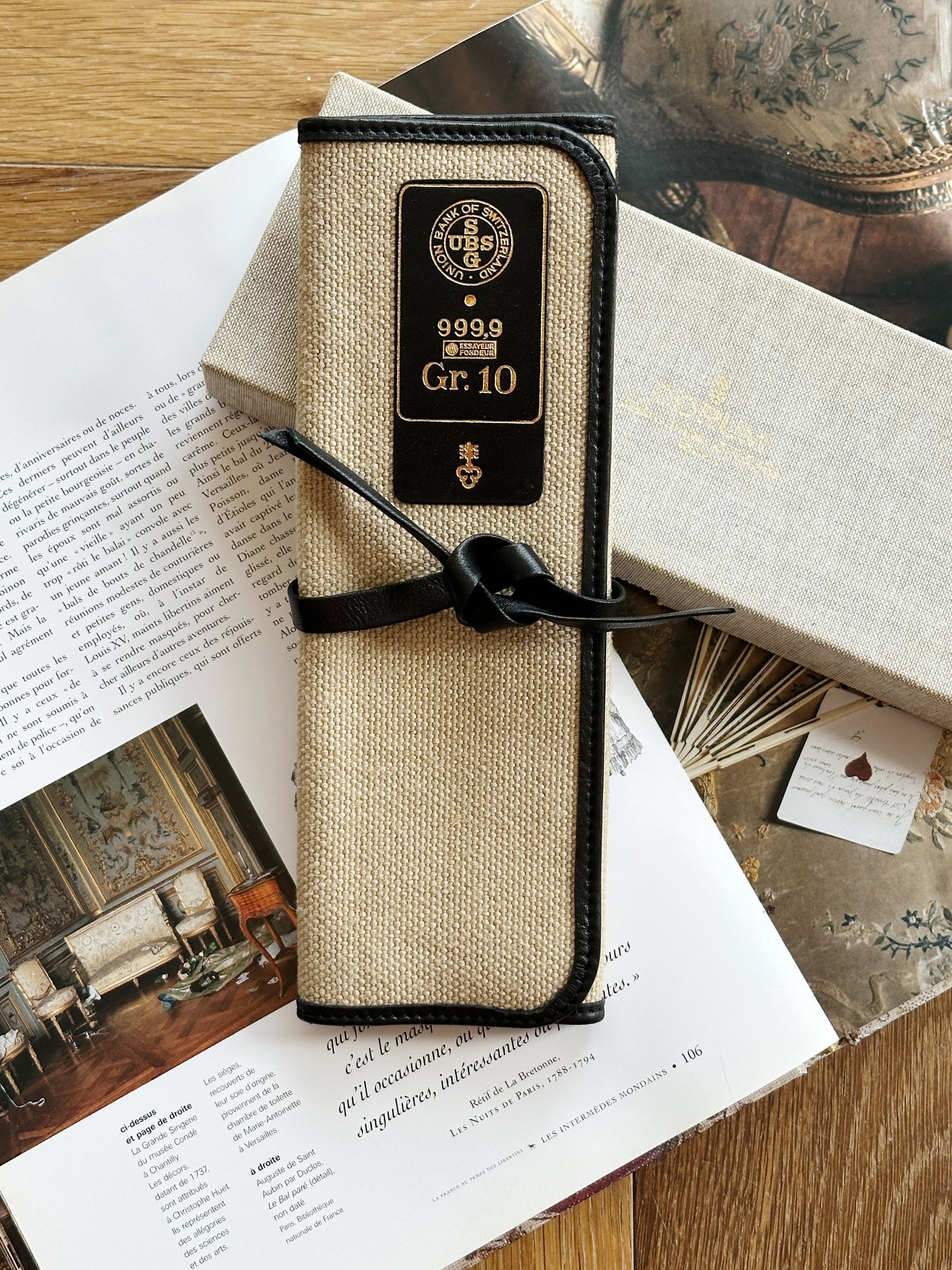 Marmotte de voyage pour montres en toile canvas beige et cuir noir – Avec boîte