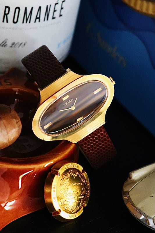 Vintage gold-plated Yema, tiger's eye dial, 1970s 