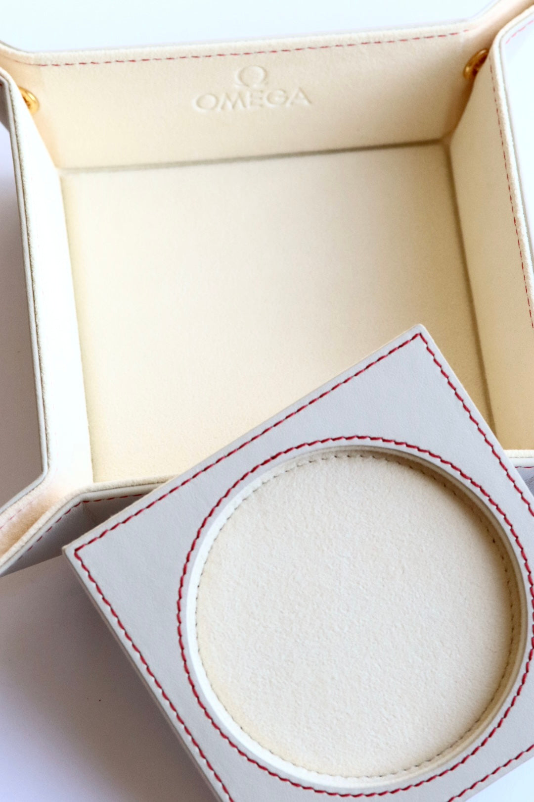 Omega cream leather valet tray 