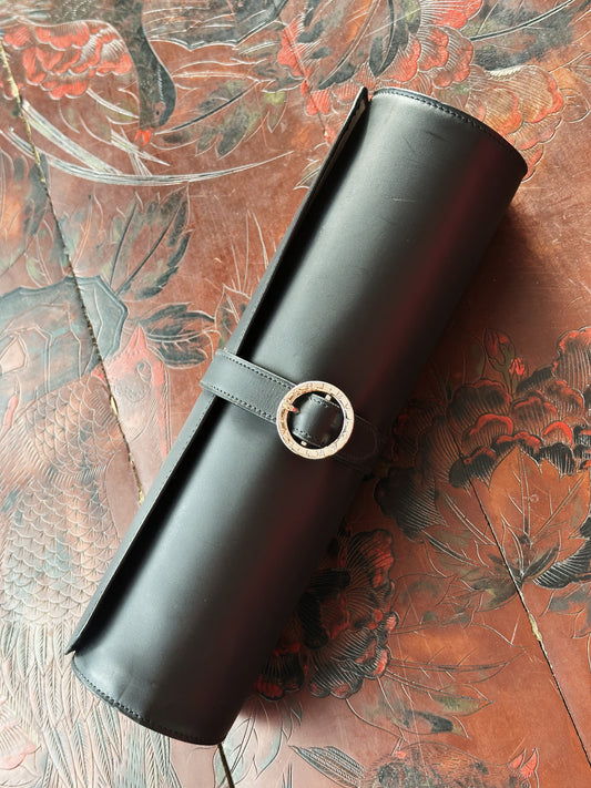 Étui, marmotte Bulgari en cuir noir