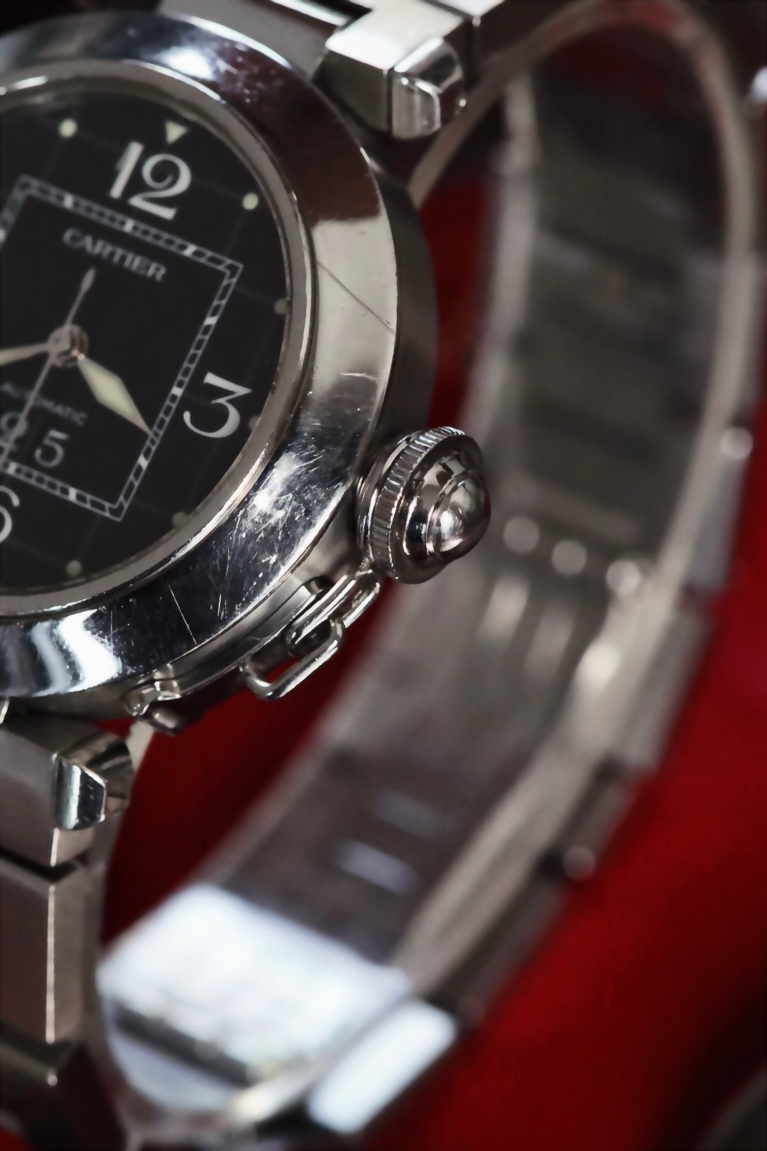 Montre Cartier Pasha cadran noir, mouvement automatique, avec papiers