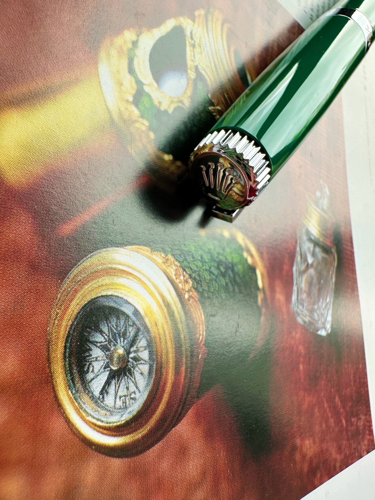 Green Rolex pen with chrome finish – Screw cap