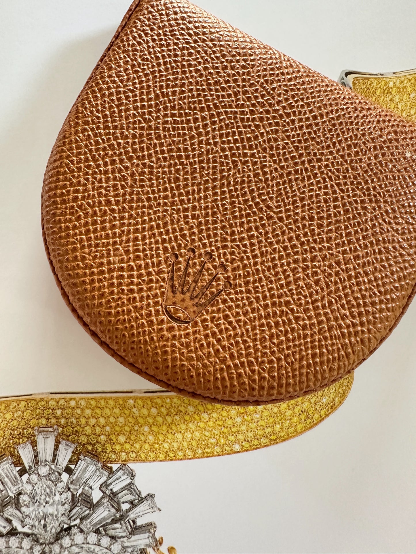 Porte-monnaie Rolex en cuir grainé camel