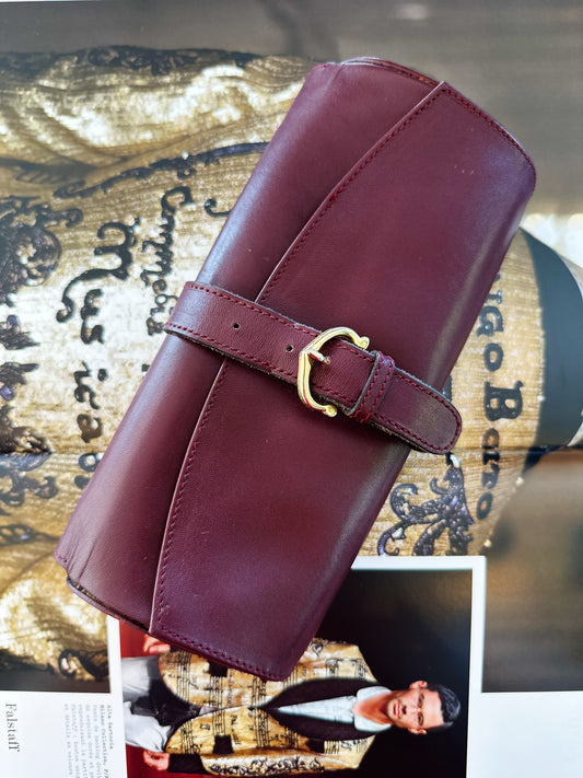Étui ou marmotte à montres Cartier vintage en cuir bordeaux