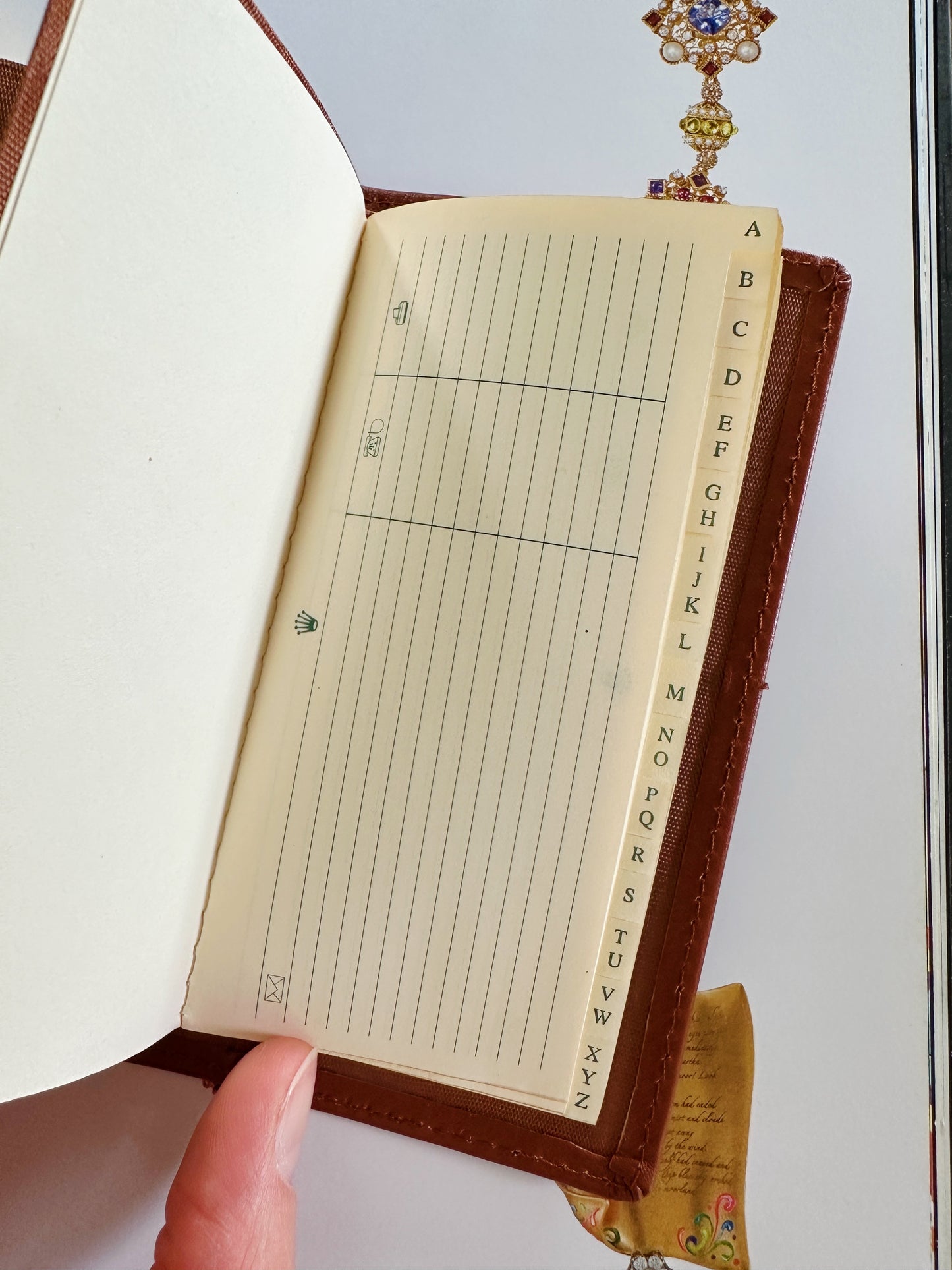 Agenda et répertoire téléphonique Rolex 1996 en cuir lisse camel