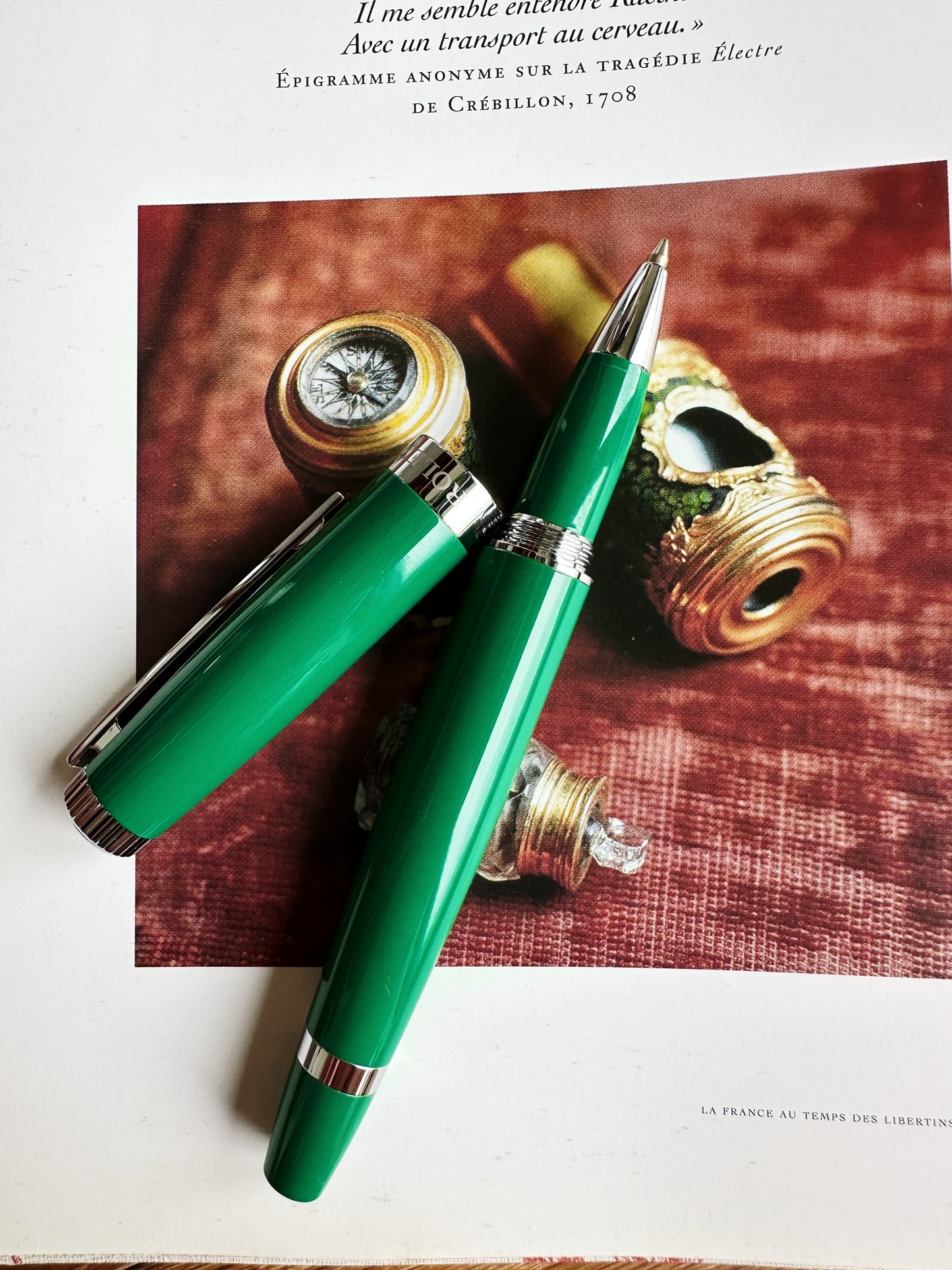 Green Rolex pen with chrome finish – Screw cap