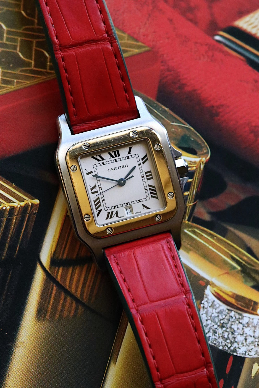 Cartier Santos Galbée 187901 – Bracelet Crocodile Jean Rousseau