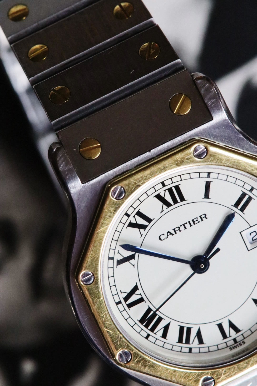Cartier Santos octogonale, or jaune et acier, montre vintage
