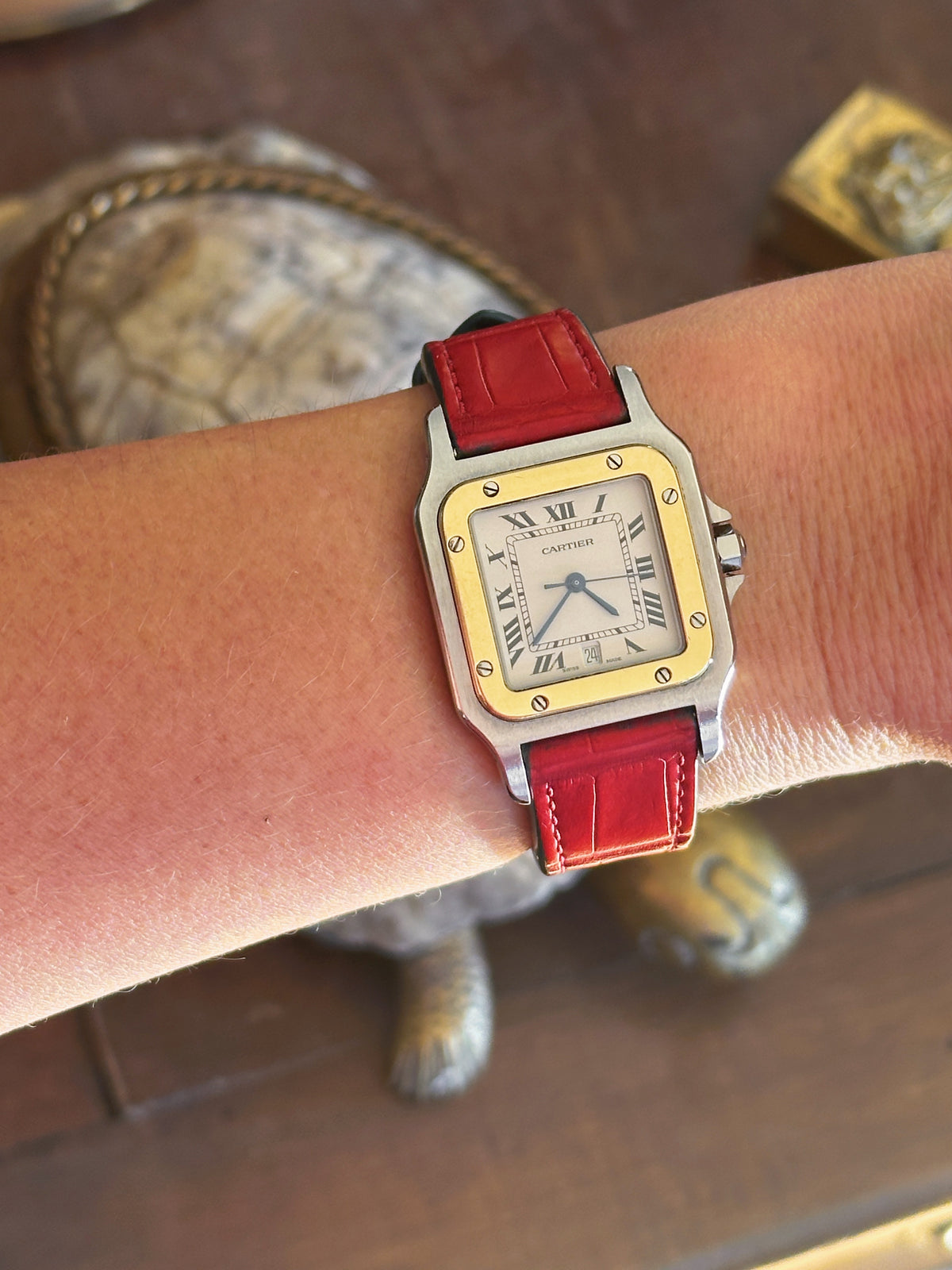 Cartier Santos Galbée 187901 – Bracelet Crocodile Jean Rousseau