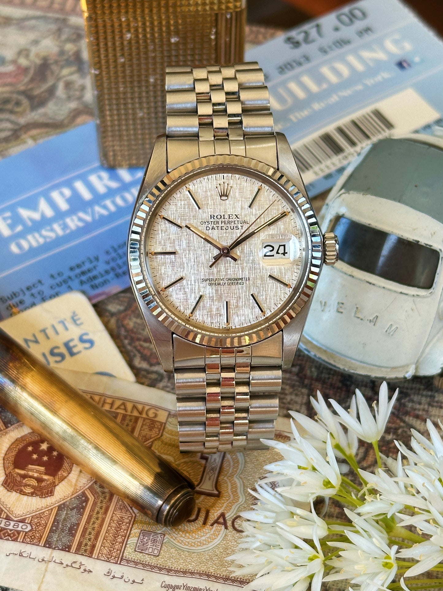 Rolex Datejust 16014 Cadran Linen Tritium sur Jubilee  de 1984