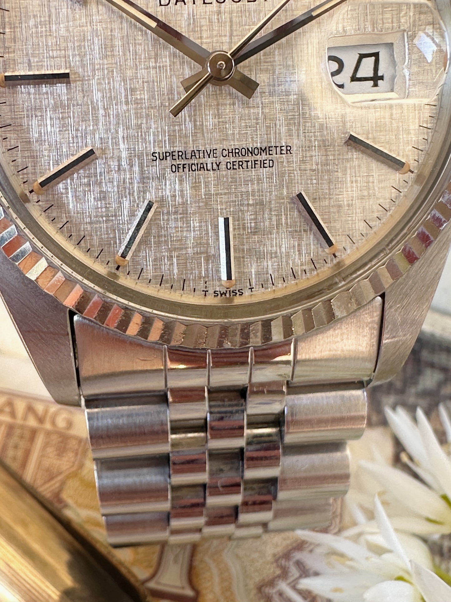 Rolex Datejust 16014 Cadran Linen Tritium sur Jubilee  de 1984