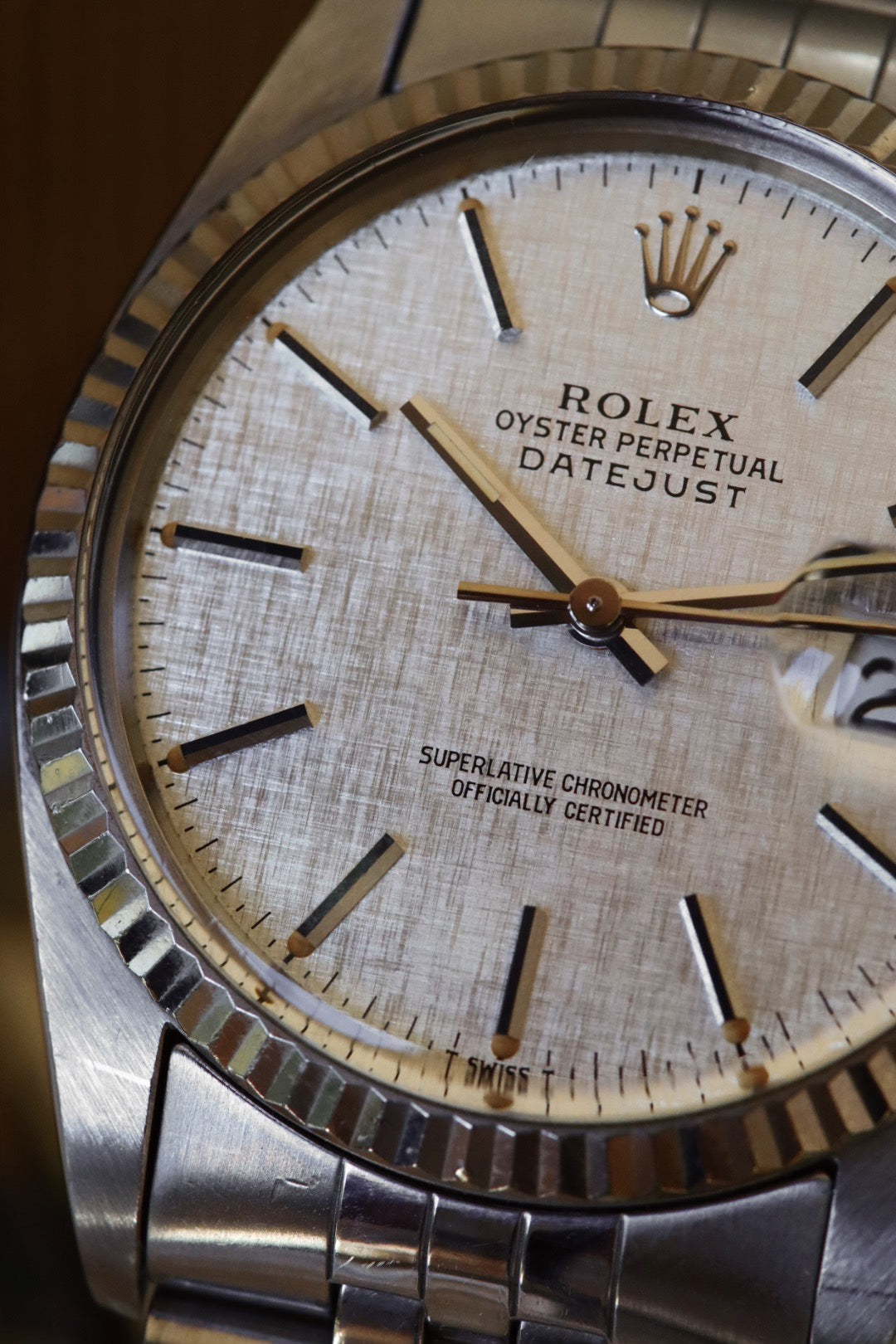 Rolex Datejust 16014 Cadran Linen Tritium sur Jubilee  de 1984