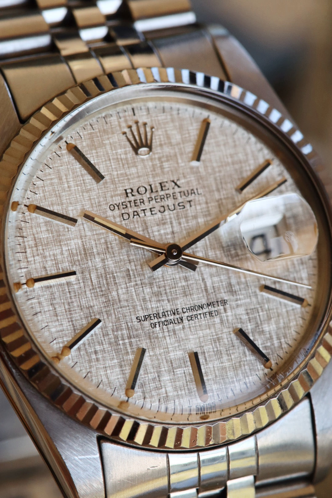 Rolex Datejust 16014 Cadran Linen Tritium sur Jubilee  de 1984