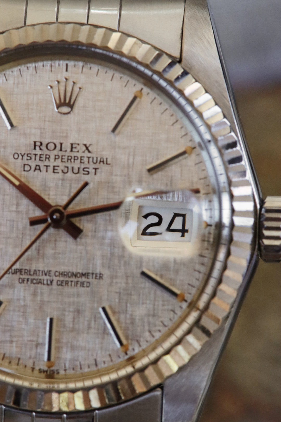 Rolex Datejust 16014 Cadran Linen Tritium sur Jubilee  de 1984