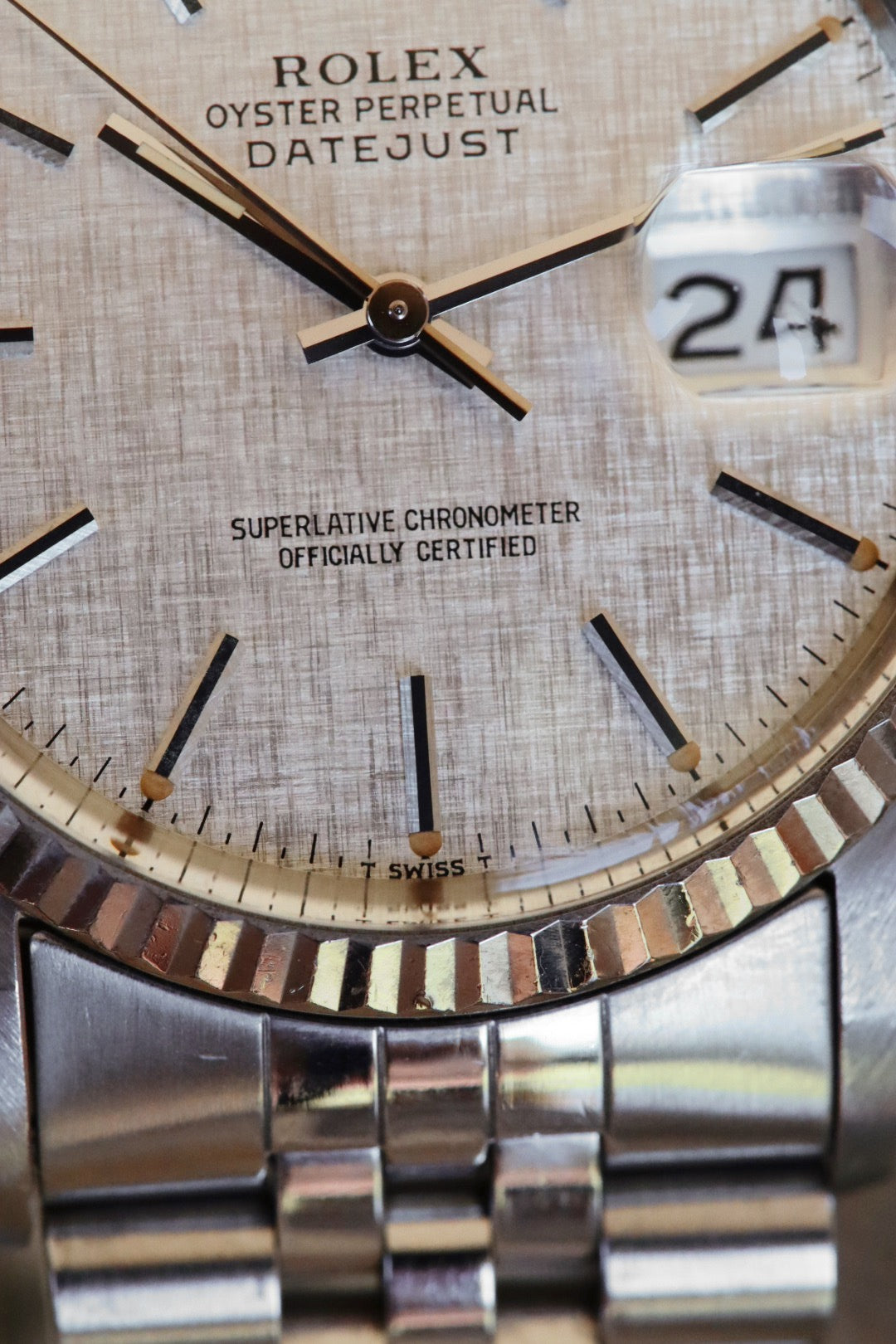 Rolex Datejust 16014 Cadran Linen Tritium sur Jubilee  de 1984