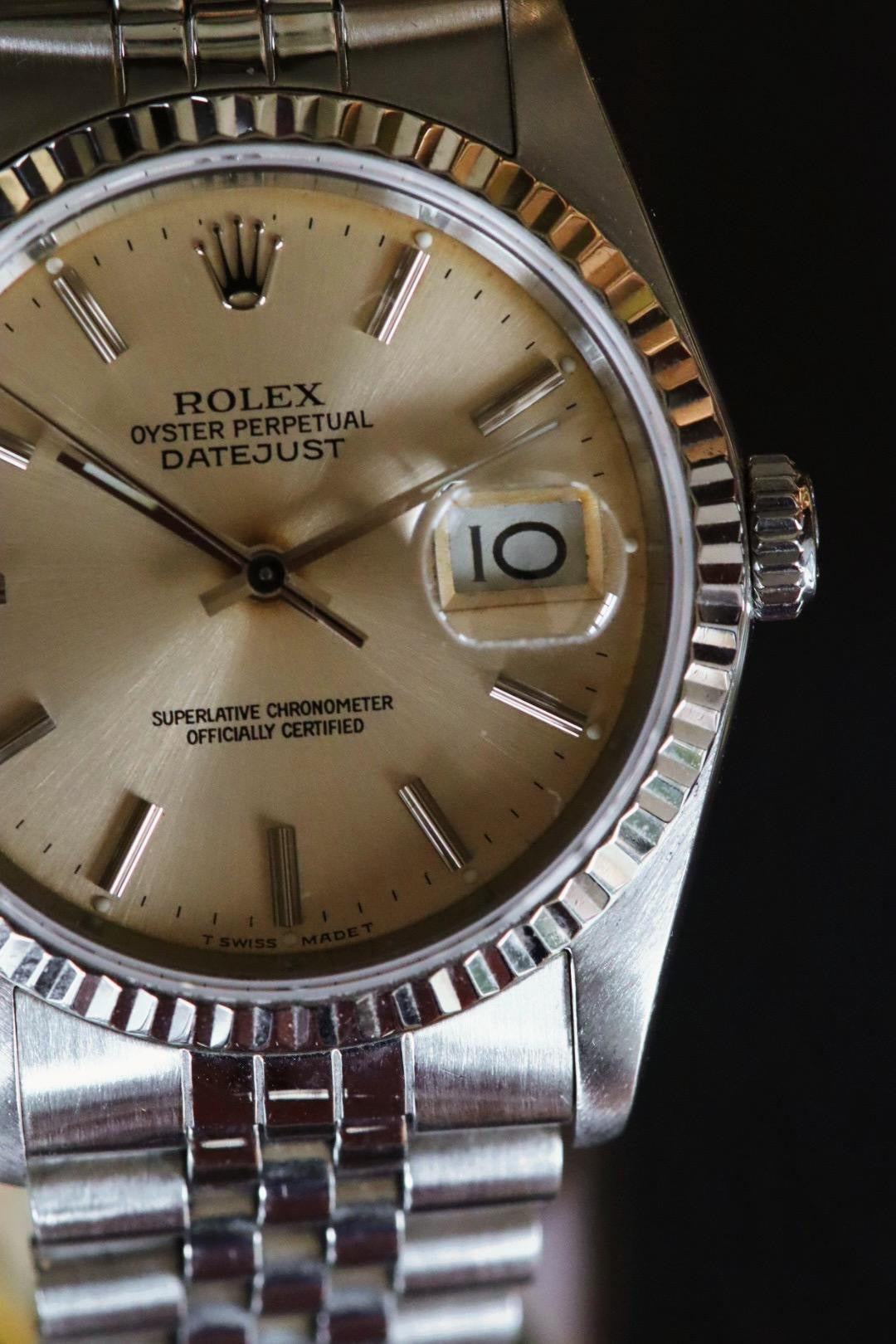Rolex Datejust 16234 de 1987 – 36 mm – Cadran silver patiné crème